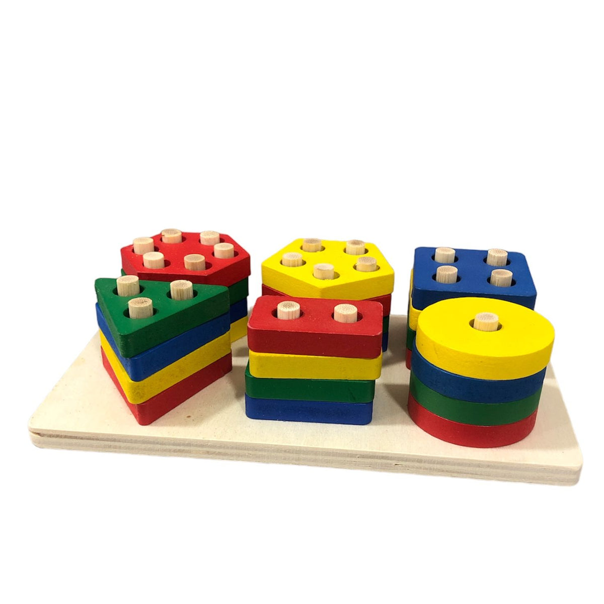Base Encajable y Clasificador de Figuras Geométricas en Madera