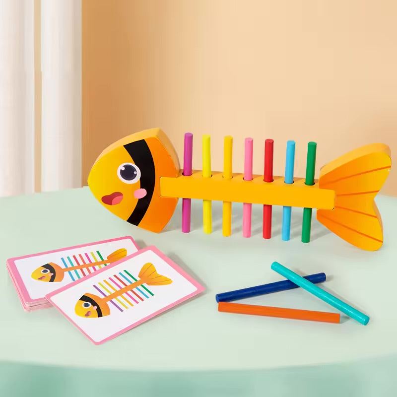 Juego Didáctico de Secuencias y Colores en Madera Pez de Espinas
