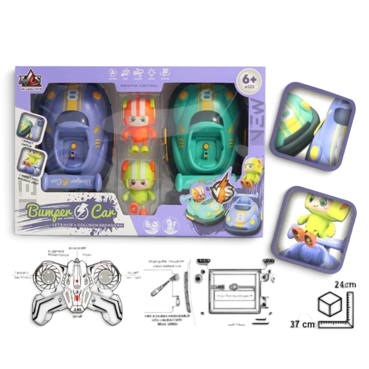 Set de Carros Chocones a Control Remoto Bumper Car VS