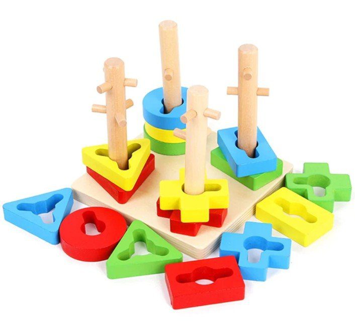 Juego de Encastre y Razonamiento Lógico en Madera