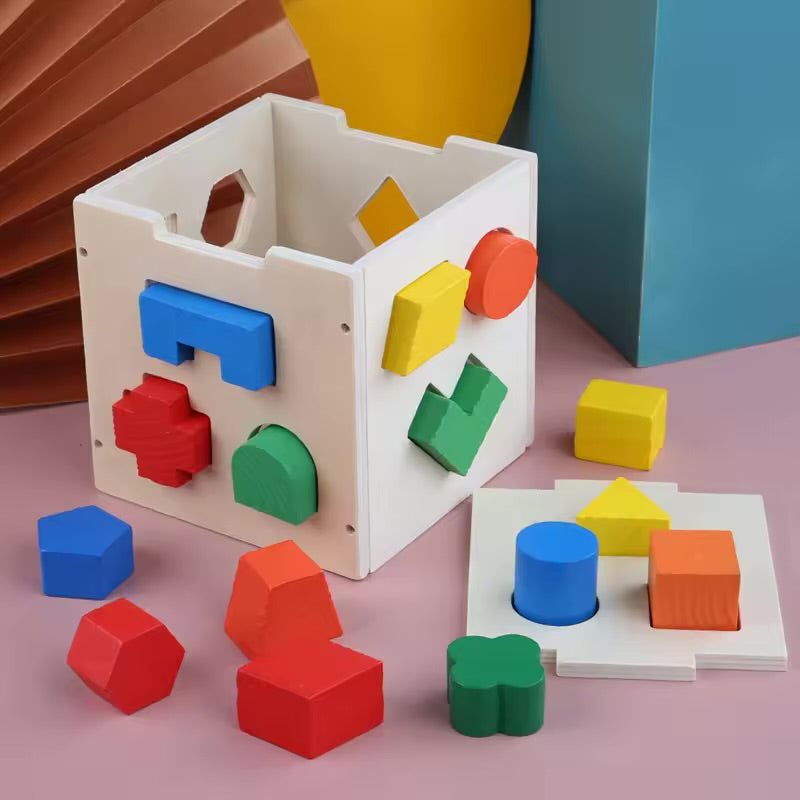 Cubo Encajable Didáctico en Madera Estilo Montessori