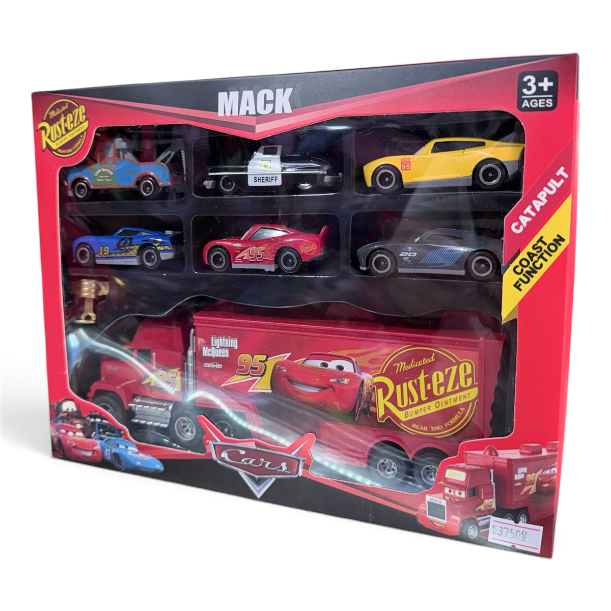 Set de Cars MACK Truck con 6 Vehículos Metálicos