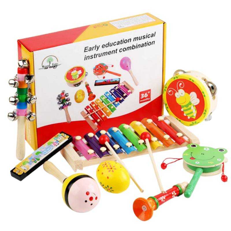 Set de Instrumentos Musicales Didácticos en Madera 8 en 1