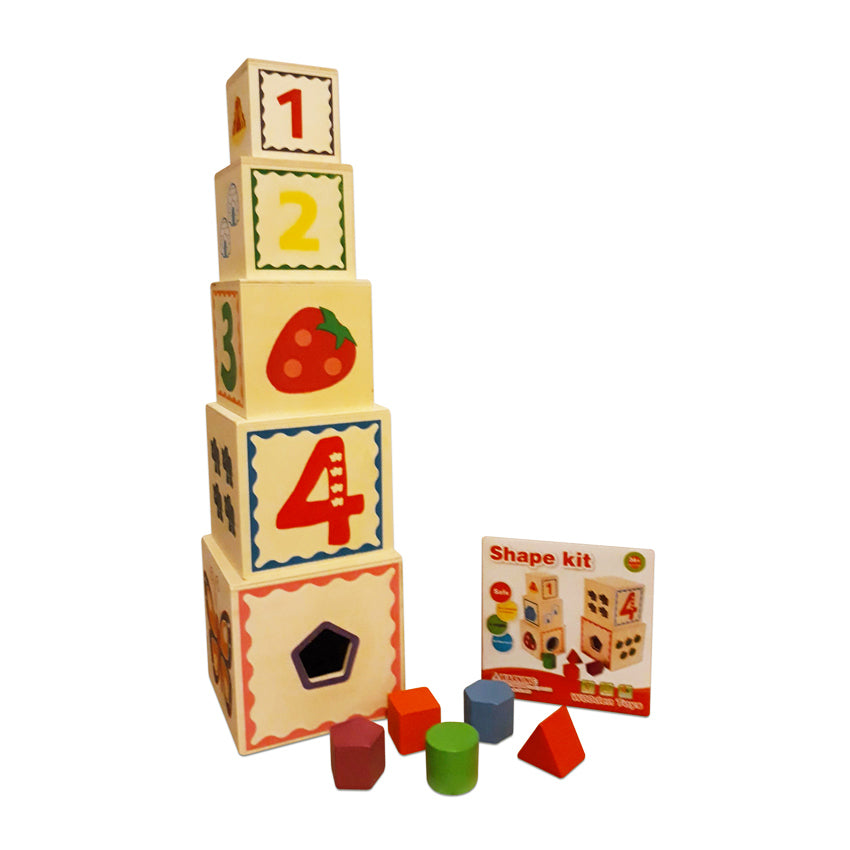 Torre de Cubos Apilables y Encajables en Madera 5 en 1